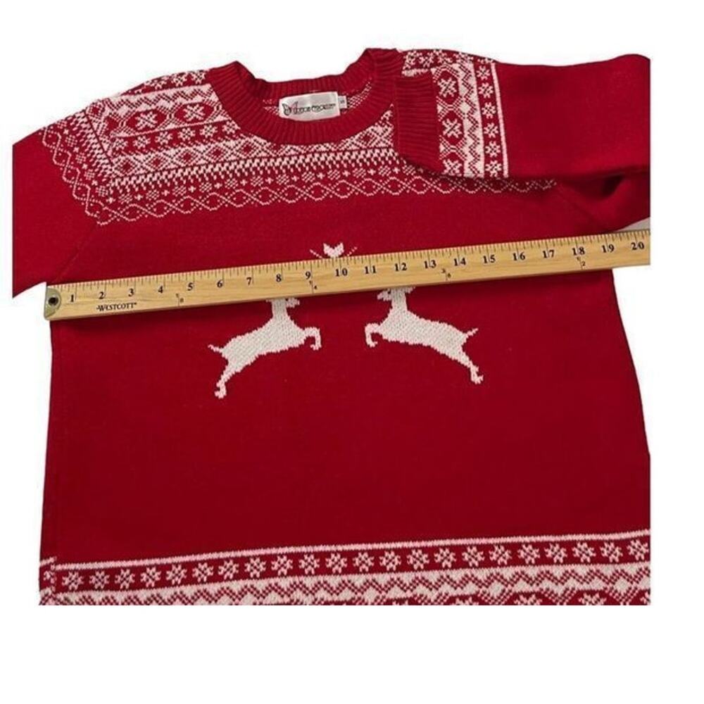 Cotton Emporium Girls Crewneck Reindeer Christmas Sweater Size Small New - Picture 3 of 10
